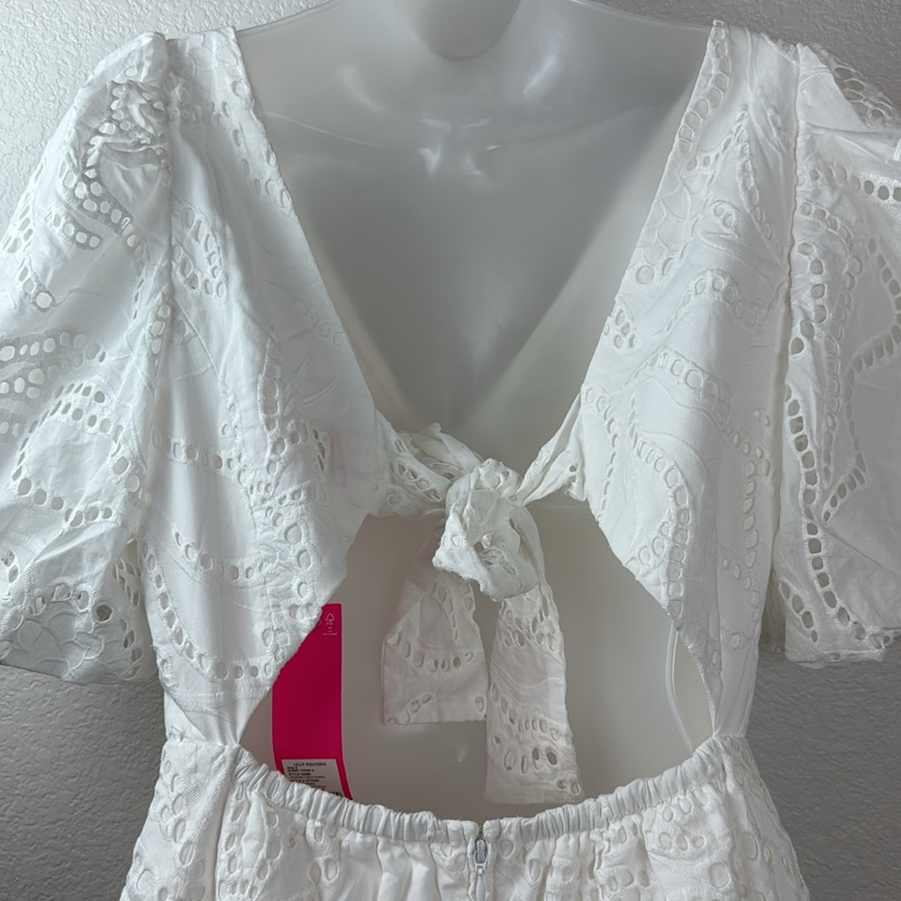 Lilly Pulitzer Celestina V-Neck Romper In Resort White Eyelet Size 6 NWT - Picture 9 of 12